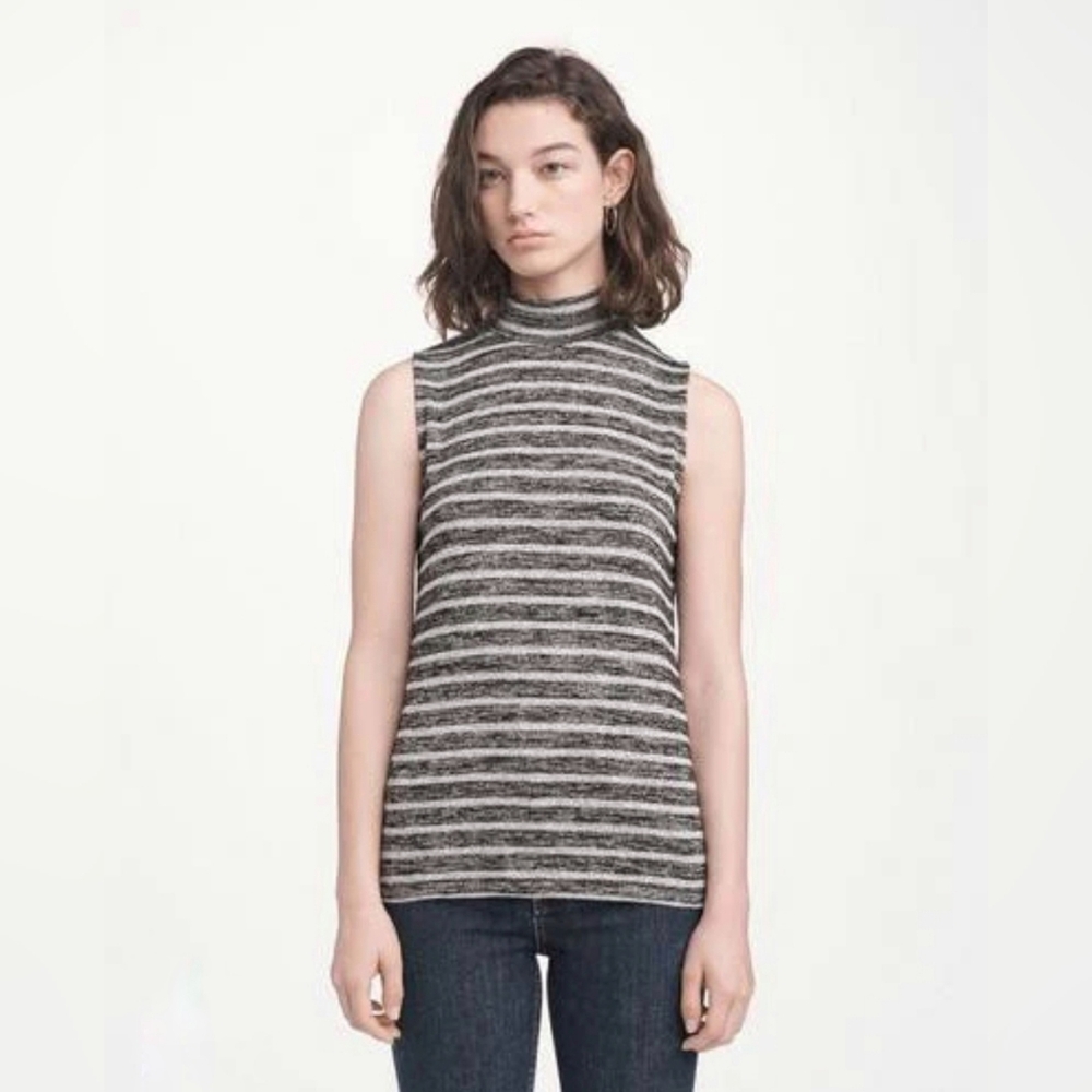 Rag & Bone Thea Striped Sleeveless Turtleneck Top Size Large